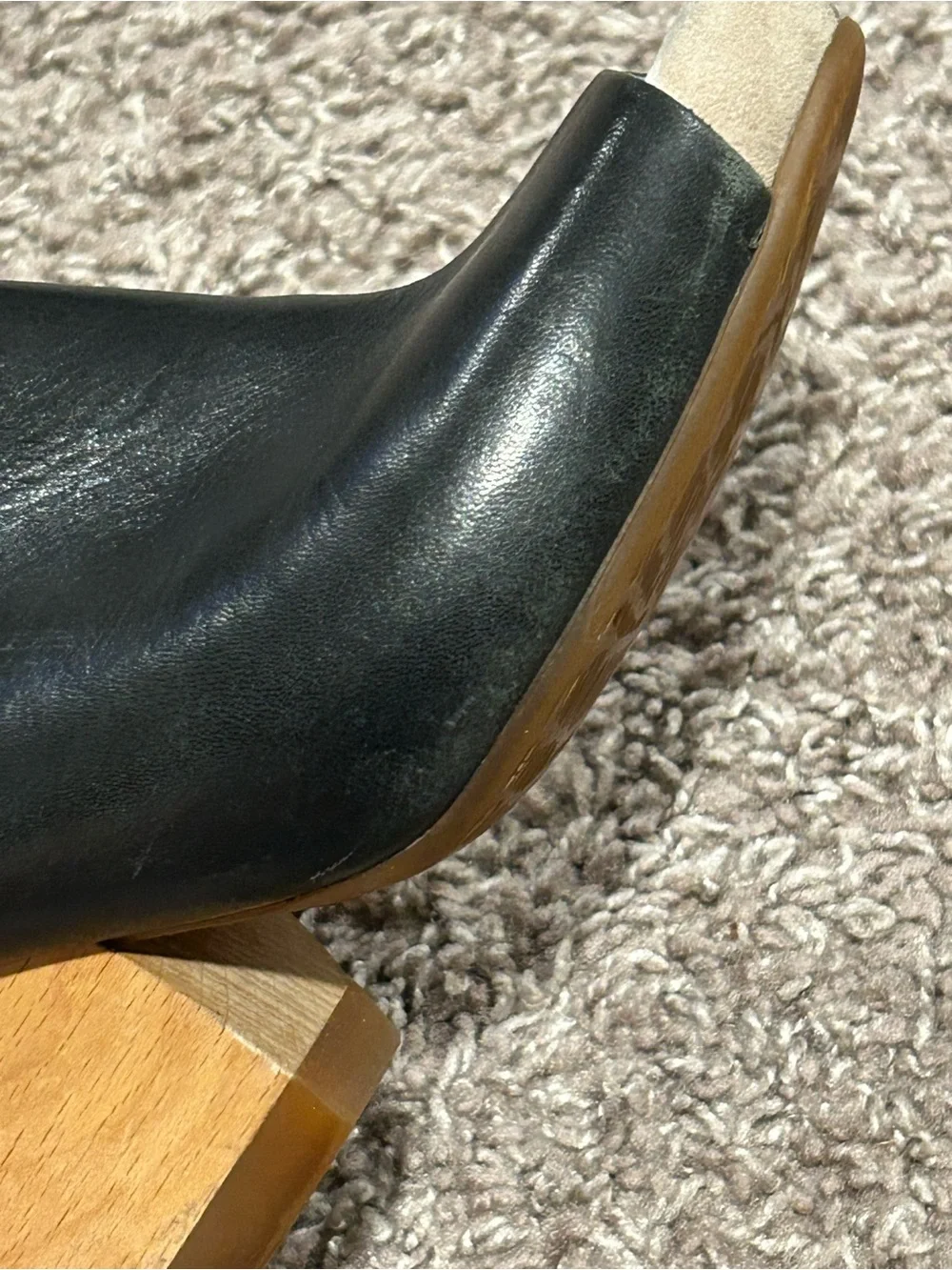Camper Allegra Leather Peep Toe Mule Wedge Sandal , size 37/7 US